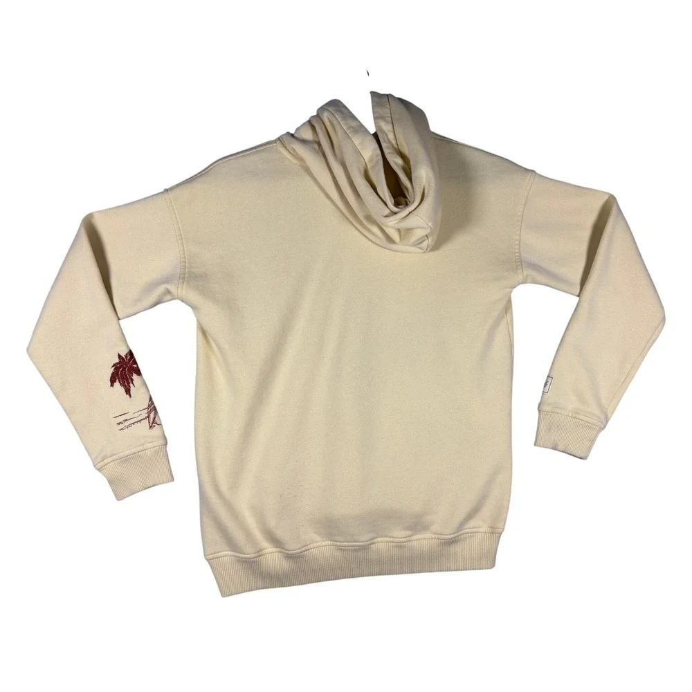 Abercrombie & Fitch Cream Palm Tree Embroidered Hoodie Sweatshirt Mens XS - Picture 2 of 12